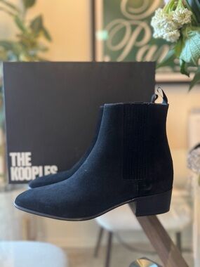 The Kooples Black Suede Chelsea Ankle Boots